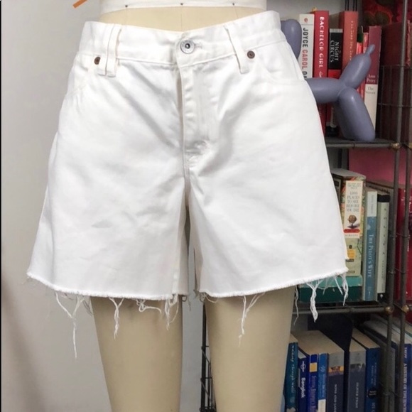 Madewell White Denim Frayed Cut Offs Size 32 - Picture 2 of 6